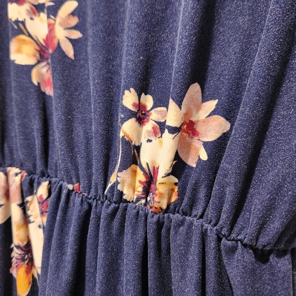 French Grey Quarter Sleeve Floral Navy Dress Womens Size Large - Picture 3 of 10